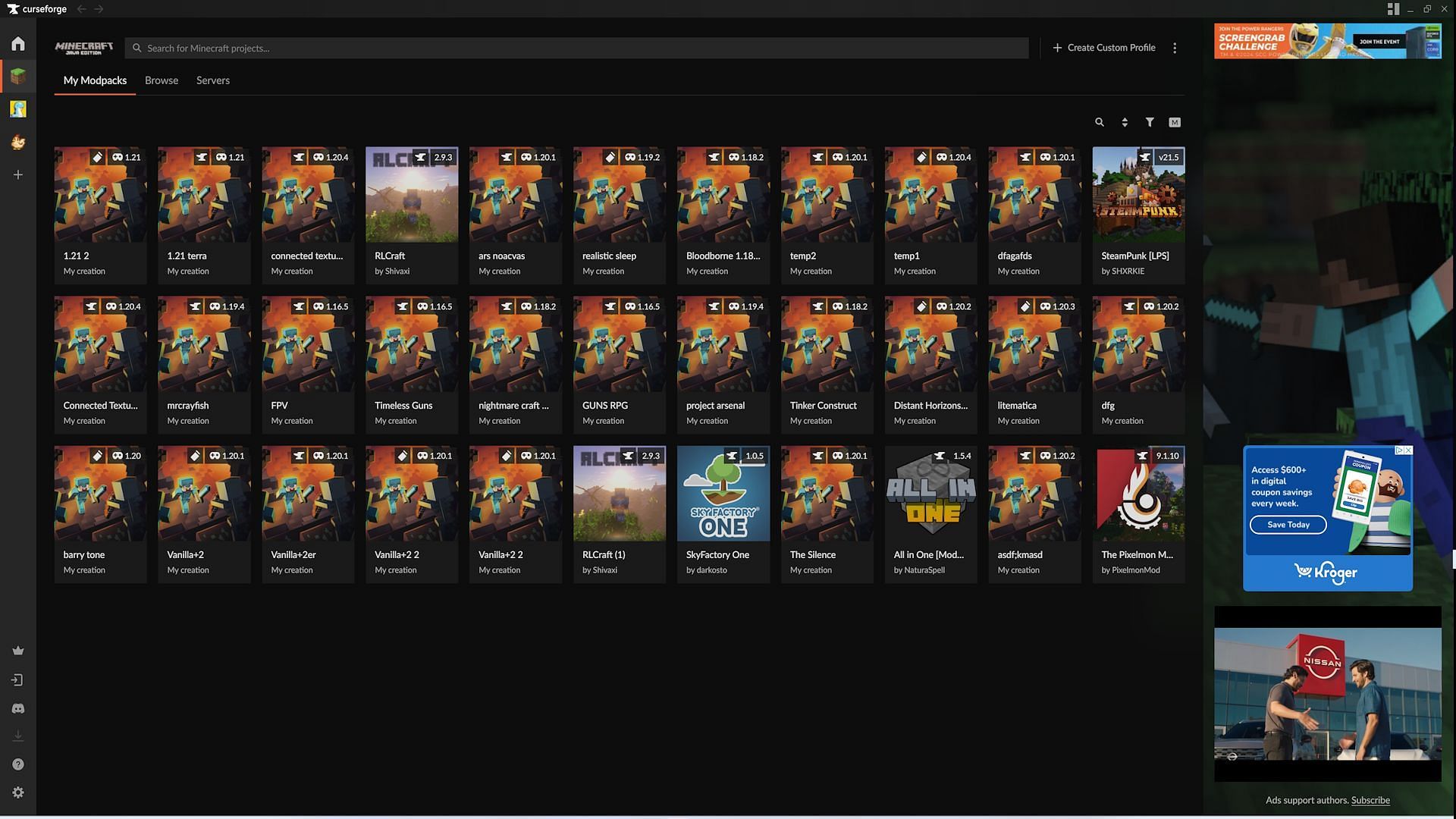 The CurseForge launcher's homepage (Image via CurseForge)
